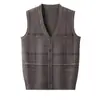 Chaleco cárdigan de punto para hombre de comercio exterior, tejido de punto cálido a rayas para otoño e invierno, chaleco suéter, prenda exterior, chaleco