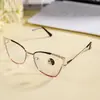 Gafas Metálicas Anti-Luz Azul 2026 Moda Casual Ojo de Gato Parte Superior Plana Estilo Europeo y Americano Se Pueden Montar Lentes para Miopía
