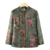Camisa de Primavera de la Abuela, Camisa Casual de Manga Larga para Mujeres de Mediana Edad y Mayores, Chaqueta de Mamá, Top Tipo Traje Tang de Primavera y Otoño para Señoras Mayores