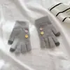 Guantes de Lana Tejida Estilo Coreano con Cara Sonriente de Cinco Dedos para Niños de 7-12 Años, Cálidos, para Niños y Niñas para Prevenir el Frío