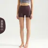 Calça de Yoga Escovada Dupla Face Atualizada Feminina Cintura Alta Europeia e Americana Levanta Bumbum Pêssego Shorts Esportivos Calças Fitness Calças de Três Pontos
