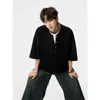 Camiseta de manga corta tipo camisa con botones, estilo americano, dos piezas falsas, para hombres y mujeres, tendencia de verano, nueva, holgada, versátil, tejido gofrado, camiseta para hombre