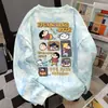 Sudadera Redonda con Estampado de Crayon Shin-Chan Americano de Nicho Perezoso 2025 para Mujer Otoño e Invierno Tie-Dye Azul Top Lindo