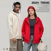 Sudadera Cardigan Pesado 2025 para Hombre Primavera y Otoño Delgada Pareja Americana Doble Cremallera Versátil Color Sólido Marca de Moda Sudadera con Capucha