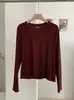 KEKEZOON Nuevo Otoño Manga Larga Ajustado Versátil Cuello Redondo Color Sólido Camiseta de Manga Larga Top para Mujer 8714