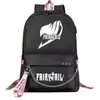 Mochila escolar USB de dibujos animados transfronteriza de cola de hadas para jóvenes de primaria y secundaria, mochila casual con cinta para hombres y mujeres