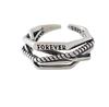 Anillo Abierto para Mujer de Línea Cruzada Multicapa con Letra Retro Eterna Estilo Coreano Plata Tailandesa Imitación S925 Índice de Tendencia