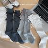 Calcetines largos de tubo con lazo estilo ballet para niña, primavera y otoño, estilo universitario, estilo Lolita JK, calcetines de algodón para niña