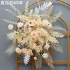 Arreglos Florales de Piso Grandes de Boda Estilo Nuevo, Decoraciones con Flores de Seda, Arreglos Florales de Eucalipto, Guía de Pasillo T-Stage Arte Floral de Boda