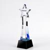 Troféu de Cristal Gradiente Azul Estrela de Cinco Pontas Medalha Criativa Troféu Gravação de Logotipo Troféu Presente Ornamento Presente