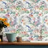 Pegatina de Pared Floral Romántica Autoadhesiva Papel Tapiz Resistente a la Humedad y al Moho Ecológico Lujo Ligero Decorativa para Pared de Dormitorio Armario Renovación