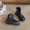Botas de Piel para Niñas 2026 Otoño Nuevo Estilo Suela Suave Antideslizantes Botas Martin Retro para Niños Estilo Británico Botas Cortas para Niñas Medianas y Grandes