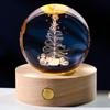Base luminosa de madera de carga, bola de cristal tallada en 3D, luz nocturna, cielo estrellado, animal, adornos creativos de escritorio para estudiantes