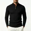 Comercio exterior transfronterizo otoño e invierno tejido acanalado media cremallera cuello medio alto para hombre cálido talla grande casual suéter de punto pullover engrosado