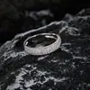 Anillo Europeo y Americano de Plata S925 con Diamante Completo con Anillo de Moissanita Moda Europea y Americana Anillo Doble de Diamante Simple para Mujer