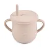 Taza de silicona para snacks infantiles resistente a caídas, portátil, con asa binaural, con Taza de Snacks para Bebé