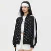 Chaqueta estilo retro americano, sudadera con cuello alto de lunares, cárdigan deportivo unisex de tres rayas para primavera y otoño, moderno