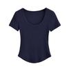 Camiseta de Manga Corta con Cuello Redondo Bajo Estilo Spice Girl Europeo y Americano para Mujer Verano 2024 Ajustada Elástica Slim Curva Top Corto