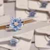 Cardcaptor Sakura Anillo de Amor Rosa Melocotón con Circonita y Lazo Anillo Mágico Bidimensional Colorido Exagerado