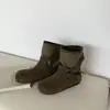 Botines de Tobillo para Mujer Estilo Europeo y Americano con Hebilla de Cinturón Otoño 2026, Botas de Trabajo Nuevas de Gamuza con Punta Redonda, Botas de Moda Marrones