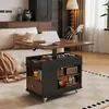 Mesa de centro para sala de estar, adequada para apartamentos pequenos, armário lateral de sofá móvel com rodas universais, mesa lateral de sofá multifuncional e com altura ajustável