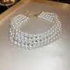 Colar de Pérolas com Laço Cravejado de Diamantes Estilo Francês Nicho Luxo Leve Moda de Alta Qualidade Acessório de Colar Versátil Joias