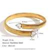Estilo Ins de Moda Europeo y Americano Personalidad de Nicho Versátil Pulsera de Acero Inoxidable Chapada en Oro de 18K Cadena Retorcida Pulsera de Circonita para Mujer