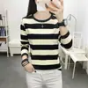 Camiseta Base de Manga Larga Rayada Nueva para Mujer Primavera y Otoño, Holgada, Casual, Versátil, Diseño de Nicho, Top Ins