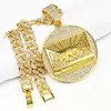 Nueva Cadena Completa de Diamantes para Hombre Transfronteriza Estilo Hip-Hop Personalizada en Inglés Colgante de Bolsa de Dinero Rica Collar Cubano Portátil