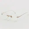 Gafas de Moda Ultraligeras Estilo Coreano Sin Marco de Titanio Puro GM en Dorado, Plateado y Oro Rosa, Estilo Puro Deseo, Hacen que el Rostro Parezca Más Pequeño, Aptas para Lentes Graduados