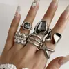 Joia Yongge Transfronteiriça Vintage Sol Olho Flecha Lua Pedra Preciosa Anel Geométrico Esmalte Conjunto Estilo Casal