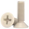 Tornillo de cabeza avellanada cruzada PEEK, perno de cabeza plana de plástico resistente a altas temperaturas, resistente a ácidos y álcalis, tornillo de resina aislante de alta resistencia