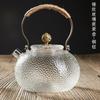 Tetera de Vidrio Martillado Resistente al Calor, Apta para Estufas Eléctricas de Cerámica, con Asa de Cobre Trenzada con Cuerda de Cáñamo, Juego de Té