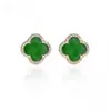 Pendientes Elegantes de Plata de Ley S925 Pendientes de Alta Calidad para el Trabajo Elegantes Sencillos Versátiles Pendientes de Trébol de Cuatro Hojas para Mujer