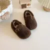 Zapatos Peludos Estilo Coreano para Niños 2026 Invierno Personalidad Niñas Zapatos de Algodón Más Terciopelo Estampado de Leopardo Zapatos Birkenstock Mocasines para Bebé