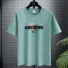 Fabricante Original Verano 2025 Hombres Estampado de Letras Holgada Manga Corta Media Manga Talla Grande Manga Corta Moderna Camiseta Cuello Redondo