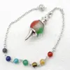 Joyería transfronteriza gema natural Cristal péndulo espiritual en forma de giroscopio cuentas de 18 mm 7 colores piedra energética colgante de péndulo