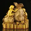 Latón Cinco Monos Recaudando Riqueza Mono del Zodiaco Doce Bolsa de Dinero Mono del Tesoro Artesanía de Cobre al por Mayor Decoración del Hogar
