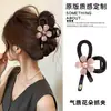 Presilha de cabelo fofa estilo coreano com laço para mulheres com cabelo grosso, presilha de garra tamanho grande, grampo de cabelo de luxo de alta qualidade, presilha de tubarão para a parte de trás da cabeça