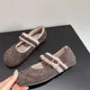 Sapatos de Algodão Quente de Veludo de Inverno, Sapatos Baixos de Pelo para Mulheres, Estilo Retro Francês com Saias, Sapatos Mary Jane Versáteis para Mulheres