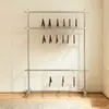 Tienda de Ropa Estante de Exhibición Móvil Ajustable con Ruedas Perchero de Acero Inoxidable Cepillado Perchero de Pie para Uso Doméstico