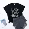 Día de la Madre Europeo y Americano Ropa de mujer de manga corta Esposa Mamá Comercio exterior Camiseta estampada para el Día de la Madre Hombres y mujeres Cuello redondo