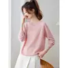 2026 Nueva Camisa Base de Manga Larga Holgada Estilo Coreano, Suéter de Punto Hueco para Otoño Temprano para Mujer, Suéter Delgado de Abrigo, Moderno