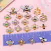 Pendente de Abelhinha em Liga Metálica com Gotejamento de Óleo e Cravejado de Diamantes Acessórios de Joia Estilo Coreano Brincos Colar Chaveiro Pingente de Animal DIY