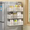 Estante de Almacenamiento Lateral para Refrigerador Estante para Suministros de Cocina Estante Colgante de Pared Lateral Multicapa para Botellas de Especias Película Adhesiva Sin Perforaciones