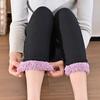 Leggings de otoño e invierno con forro polar, pantalones cálidos de terciopelo de nube gruesa, ropa exterior para mujer, pantalones de algodón bordados ajustados de cintura alta, pantalones de terciopelo de talla grande