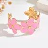 Nuevo brazalete abierto floral con goteo de aceite transfronterizo para mujer, dulce, simple y de alta gama, joyería de nicho de lujo ligero europea y americana