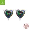Pendientes Ziyun de plata con forma de corazón retro, nuevos y misteriosos, coloridos, con personalidad europea y americana, sencillos y encantadores pendientes de plata de ley s925.