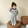 Conjunto de Niña de Comercio Exterior 2026 Nuevo Estilo Coreano Sudadera con Lazo Pantalones de Pierna Ancha Dulce Conjunto Completo Ropa Infantil Dos Piezas