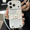 Lanyard Fofo de Cachorro com Bolinhas para Celular Apple 17promax iPhone 16 Huawei Janela de Coração Capa Macia
